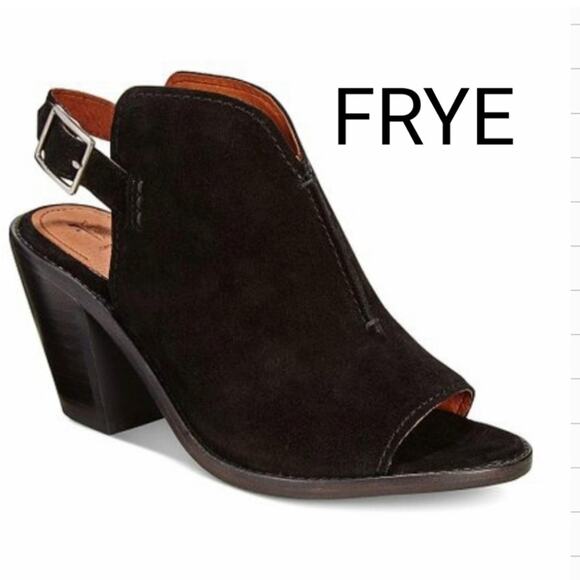 Frye Courtney Suede Slingback Heeled Mule Bootie Black Size 9 - Picture 1 of 13